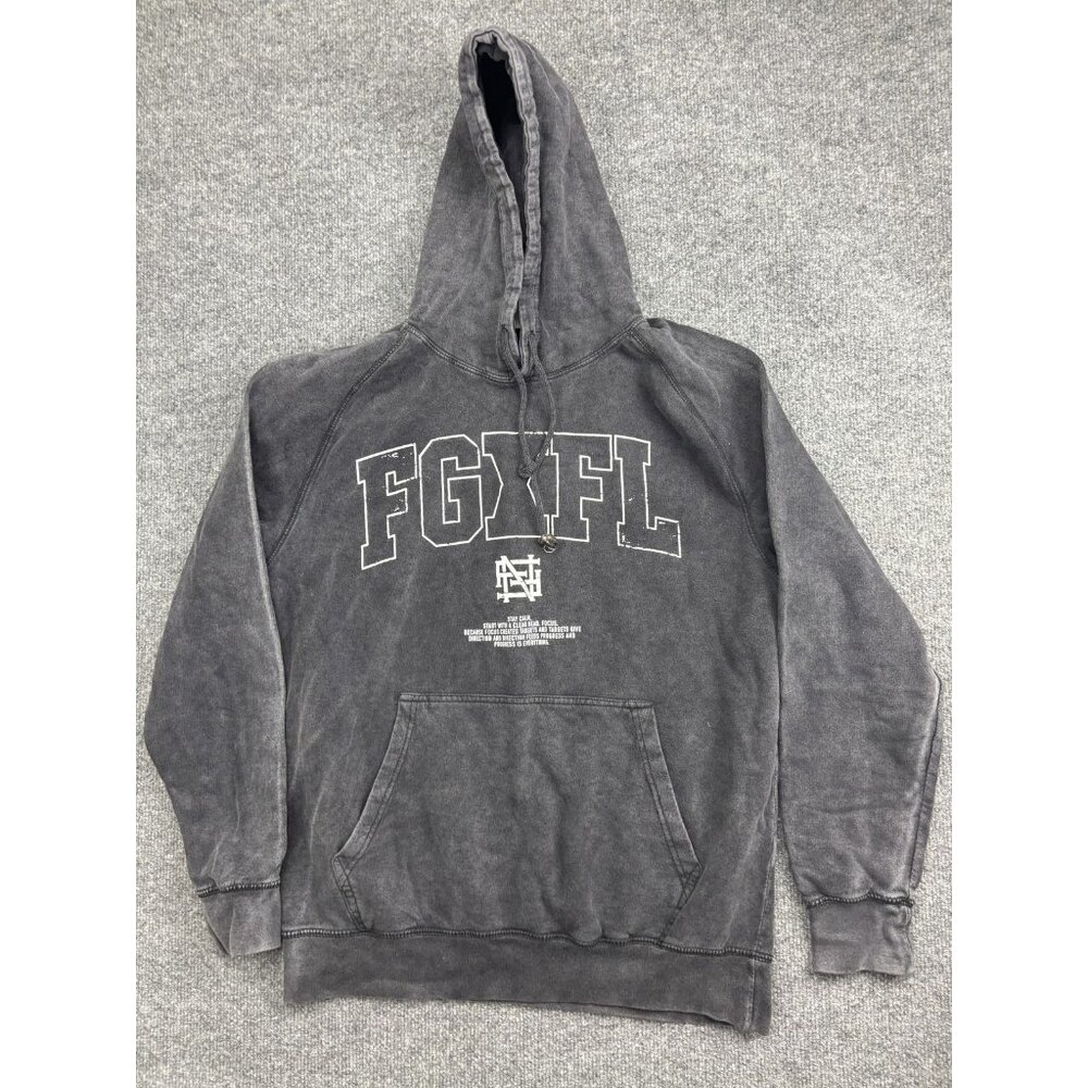Flag Nor‎ Fail Hoodie Mens Medium Gray Pullover Fleece Sweatshirt FGXFL